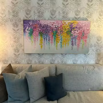 CASCADE OF COLOR: Textured Impasto Floral Oil Painting photo review