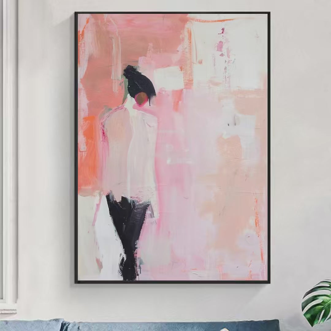 PINK ABSTRACT: Figurative Painting, Pastel Wall Art, Modern Decor, Vertical Canvas - Image 4