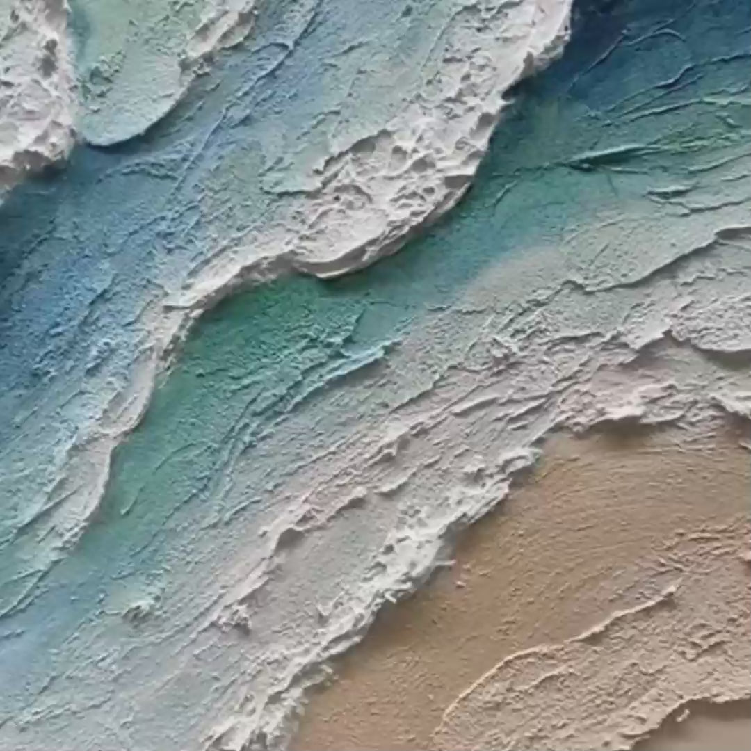 OCEAN'S BREATH: Textured Wabi Sabi Coastal Seascape Painting - Image 3