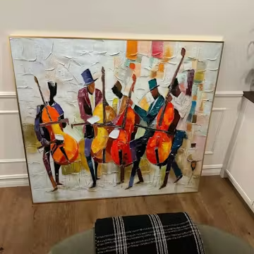 CELLOS IN HARMONY: Textured Musicians Oil Painting photo review