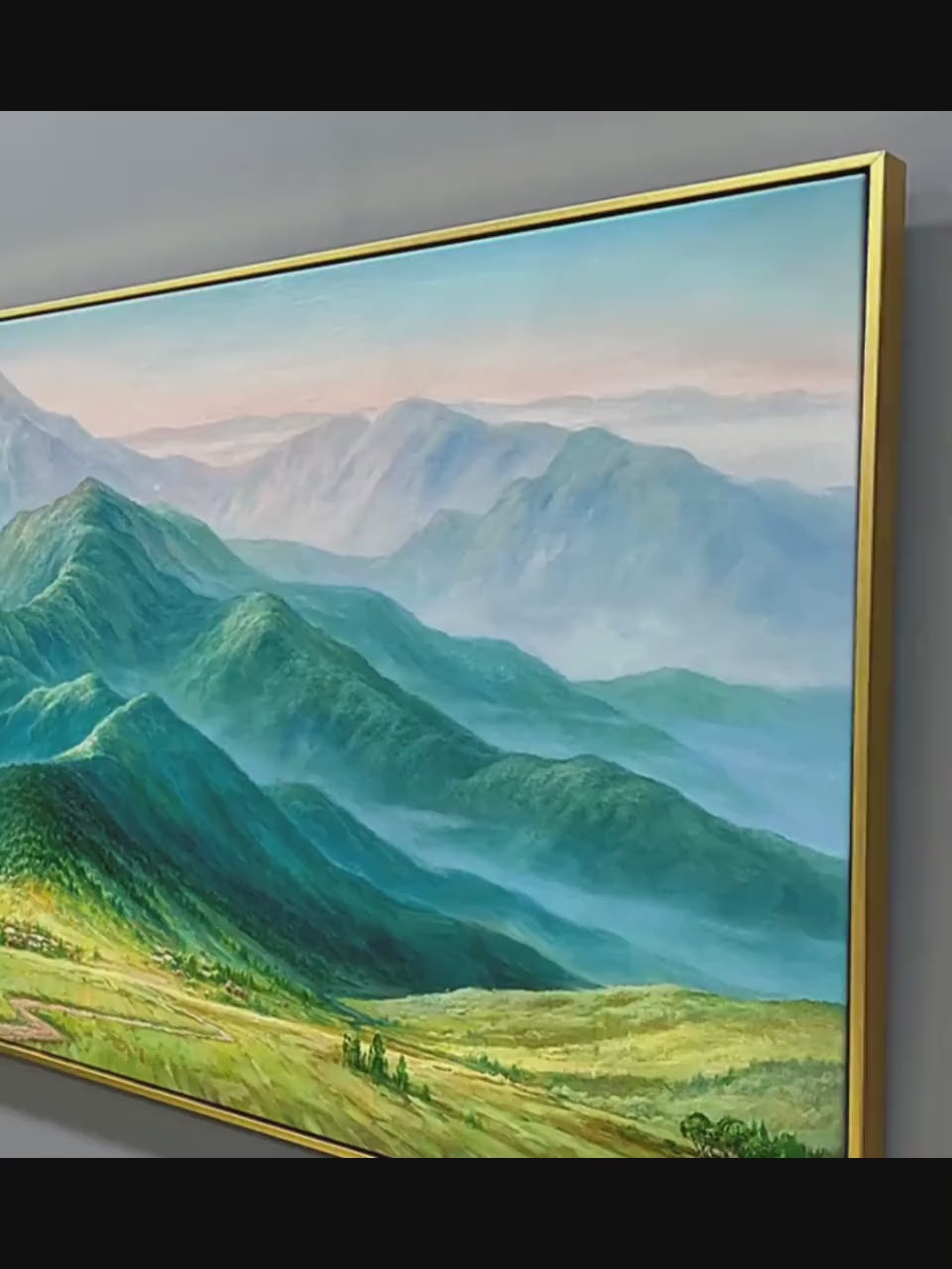 EMERALD VALLEY VISTA: Panoramic Mountain Landscape Oil Painting - Image 4