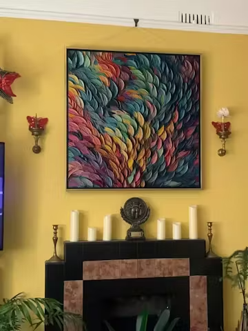 CHROMA WHIRL: Textured Impasto Oil Painting in Vibrant Multicolor photo review