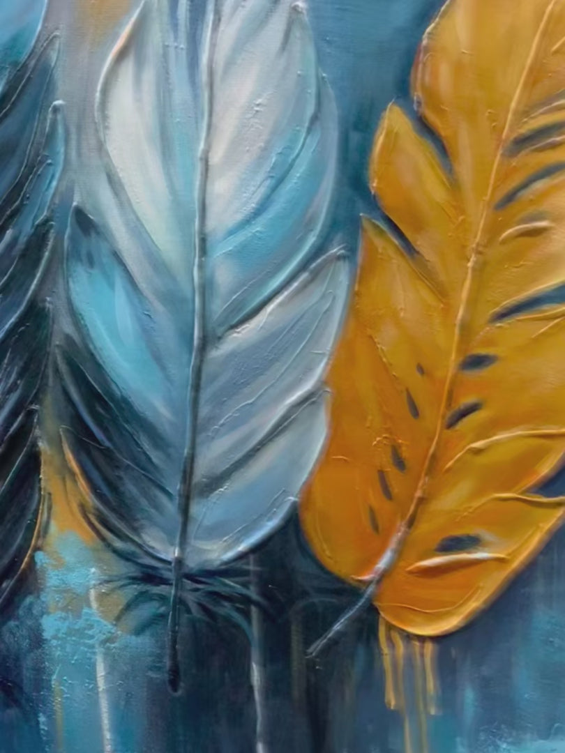 ETHEREAL FEATHERS: Textured Still Life Oil Painting - Image 4
