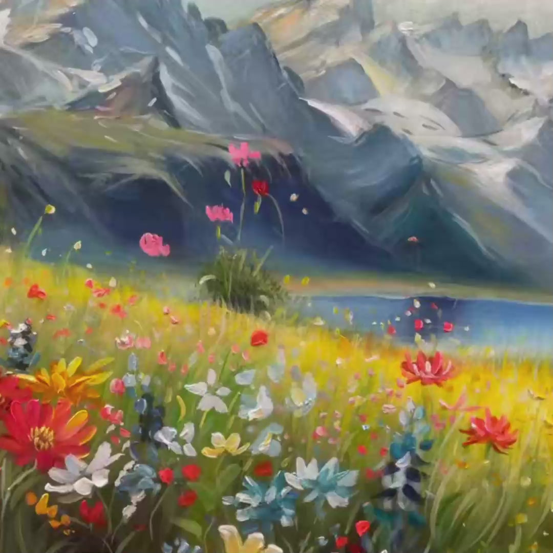 ALPINE MEADOW: Colorful Mountain Landscape Wildflower Painting - Image 3
