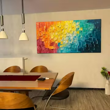 CHROMATIC FLOW: Textured Impasto Abstract Oil Painting photo review