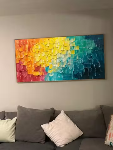 CHROMATIC FLOW: Textured Impasto Abstract Oil Painting photo review