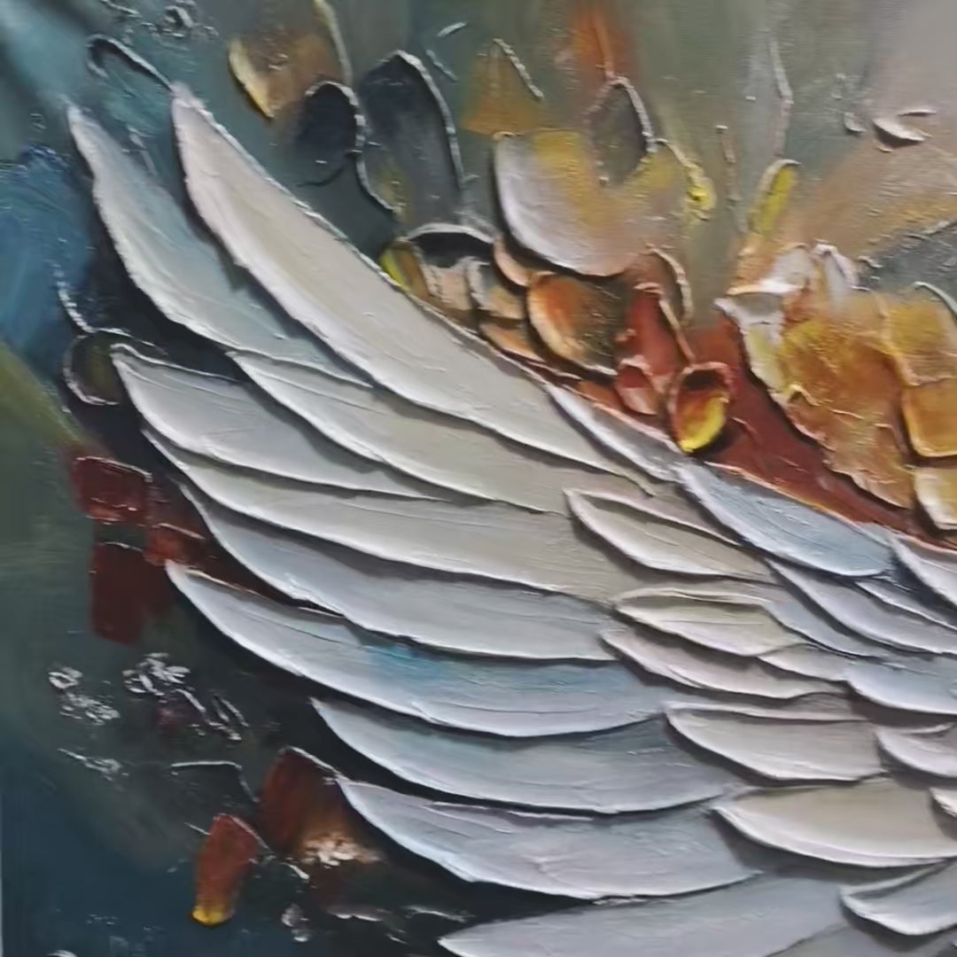 ANGELIC WINGS: Textured Symbolic Oil Painting - Image 3
