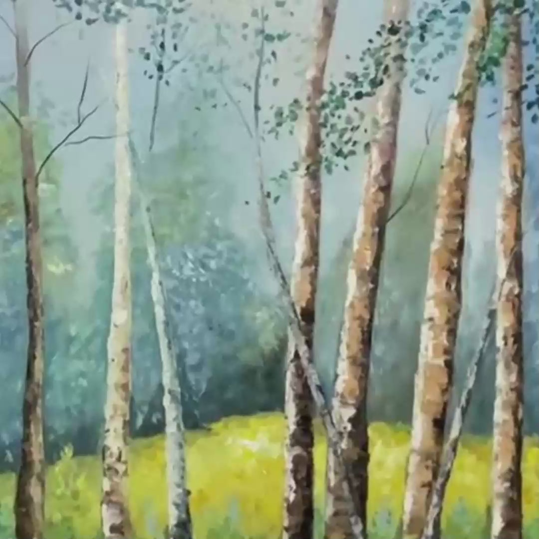 BIRCHLIGHT GLADE: Vertical Forest Landscape Oil Painting - Image 3