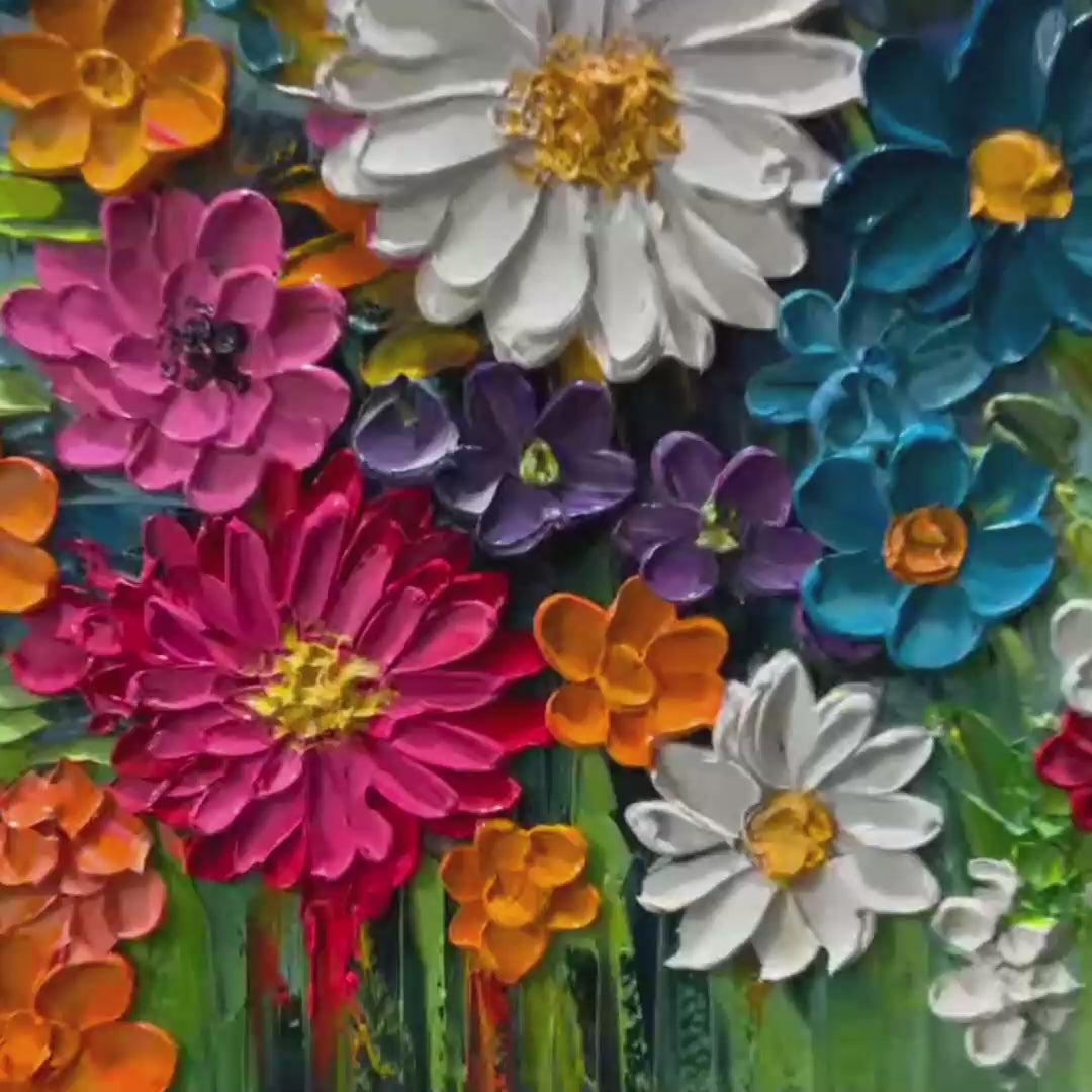 SUMMER BOUQUET: Colorful Floral Impasto Oil Painting - Image 3