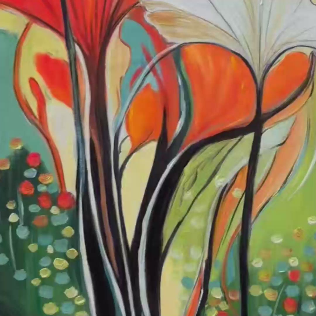 BOTANICAL SYMPHONY: Modern Abstract Floral Oil Painting - Image 3