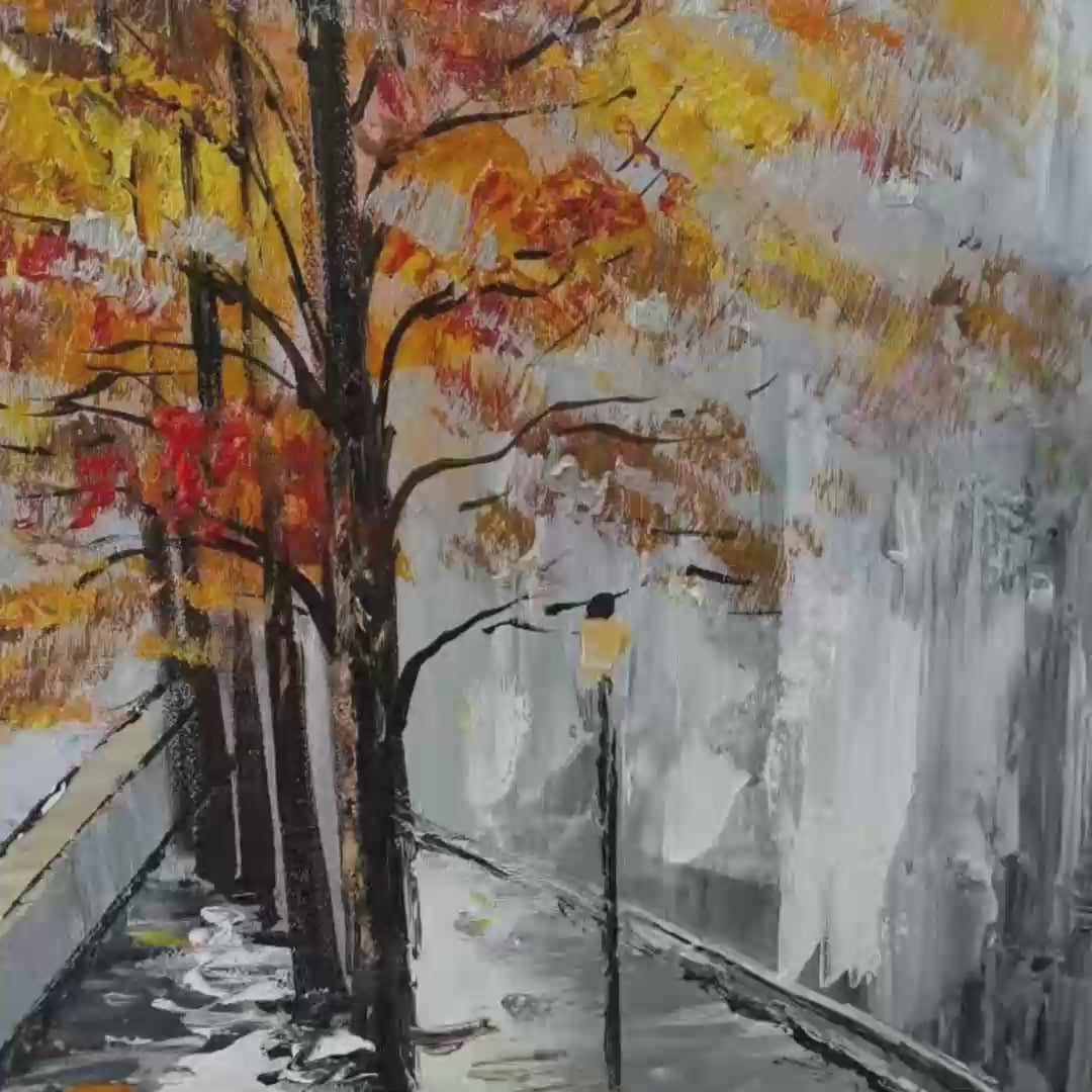 Ready to Ship | PARISIAN AUTUMN STROLL | 20''x40'' | 50x100cm | Gold Frame - Image 3