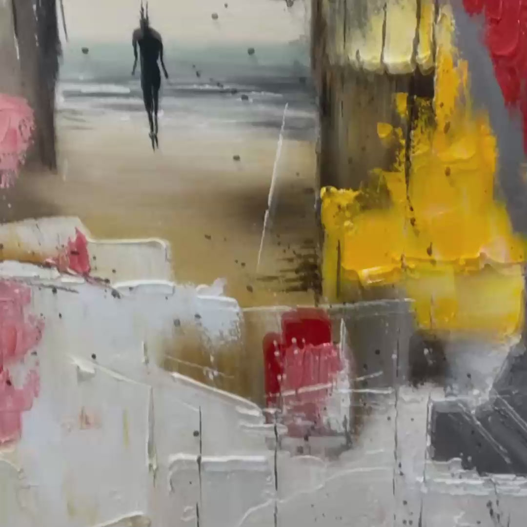 THRESHOLD: Textured Impasto Abstract Seaside Oil Painting - Image 3