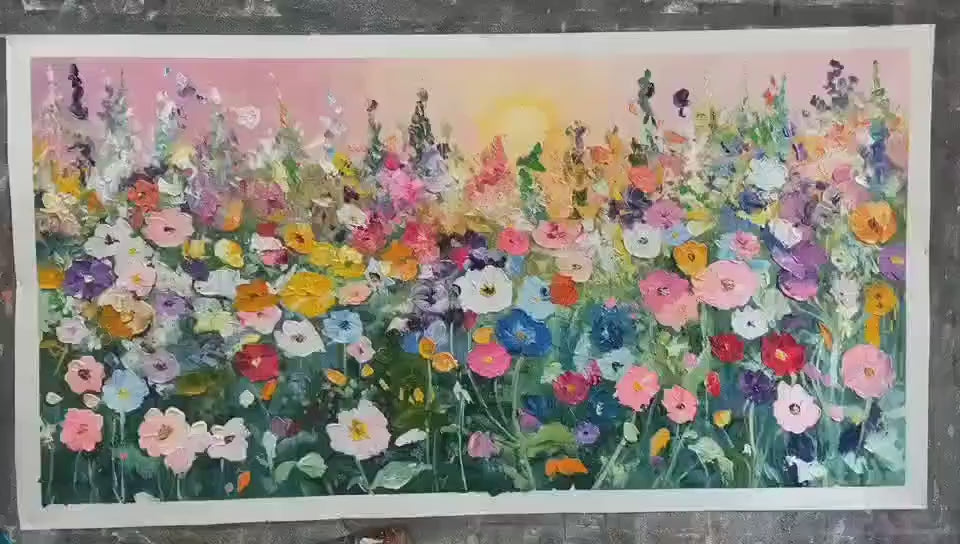 SUNLIT WILDFLOWER: Impasto Colorful Floral Field Painting - Image 3