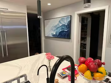 OCEAN WHISPERS: Textured Seascape Painting, Ocean Waves, Blue and White, Living Room, Bedroom photo review