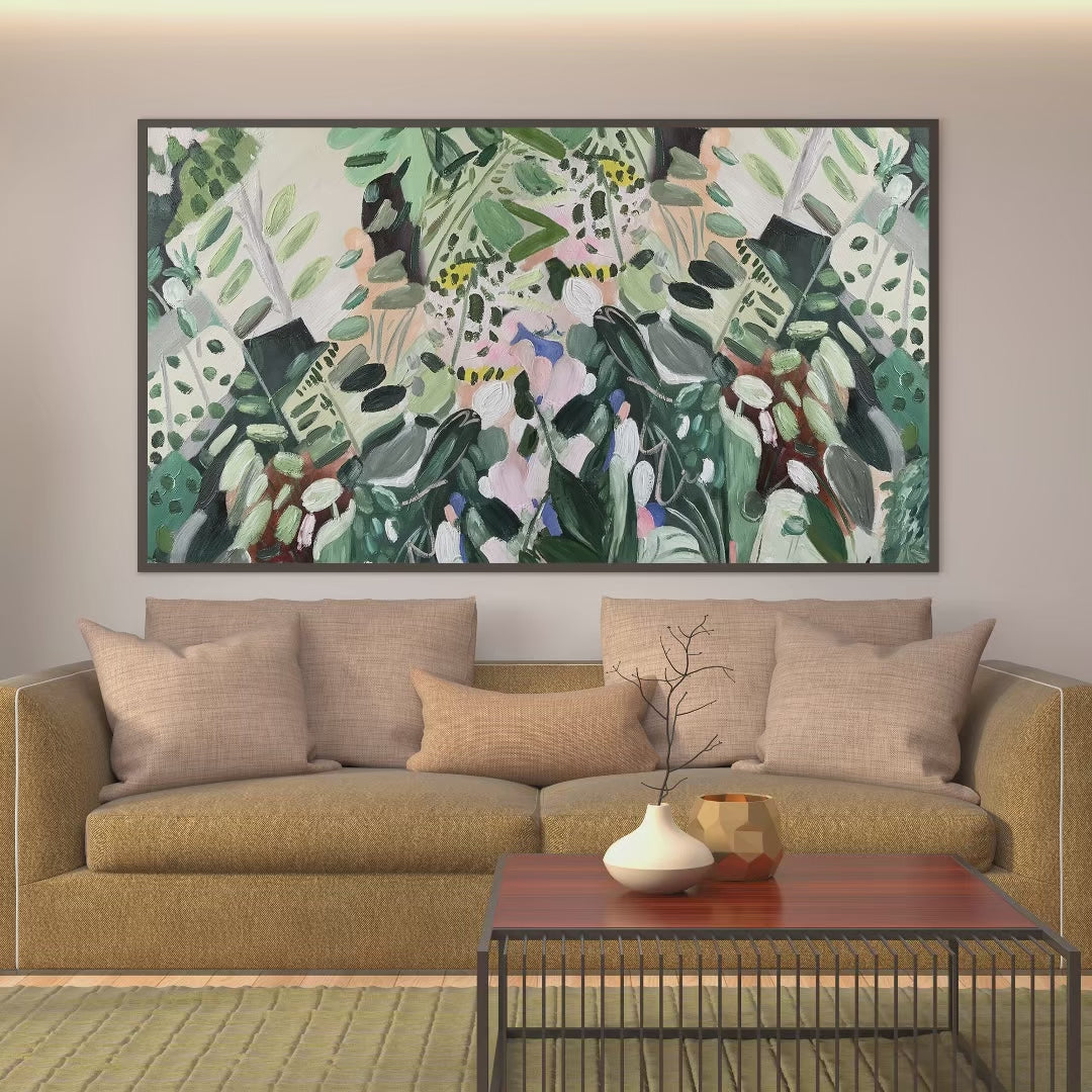 SECRET GARDEN: Panoramic Green Botanical Landscape Painting - Image 4