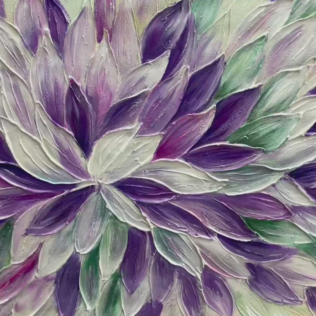 AMETHYST BLOOM: Textured Impasto Floral Oil Painting - Image 3