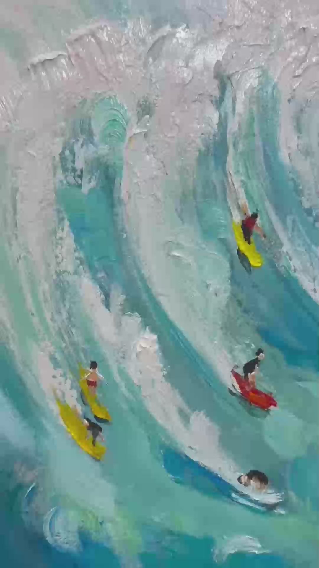 Ready to Ship | Catching the Wave: Vertical Surfer Ocean Painting - Image 3