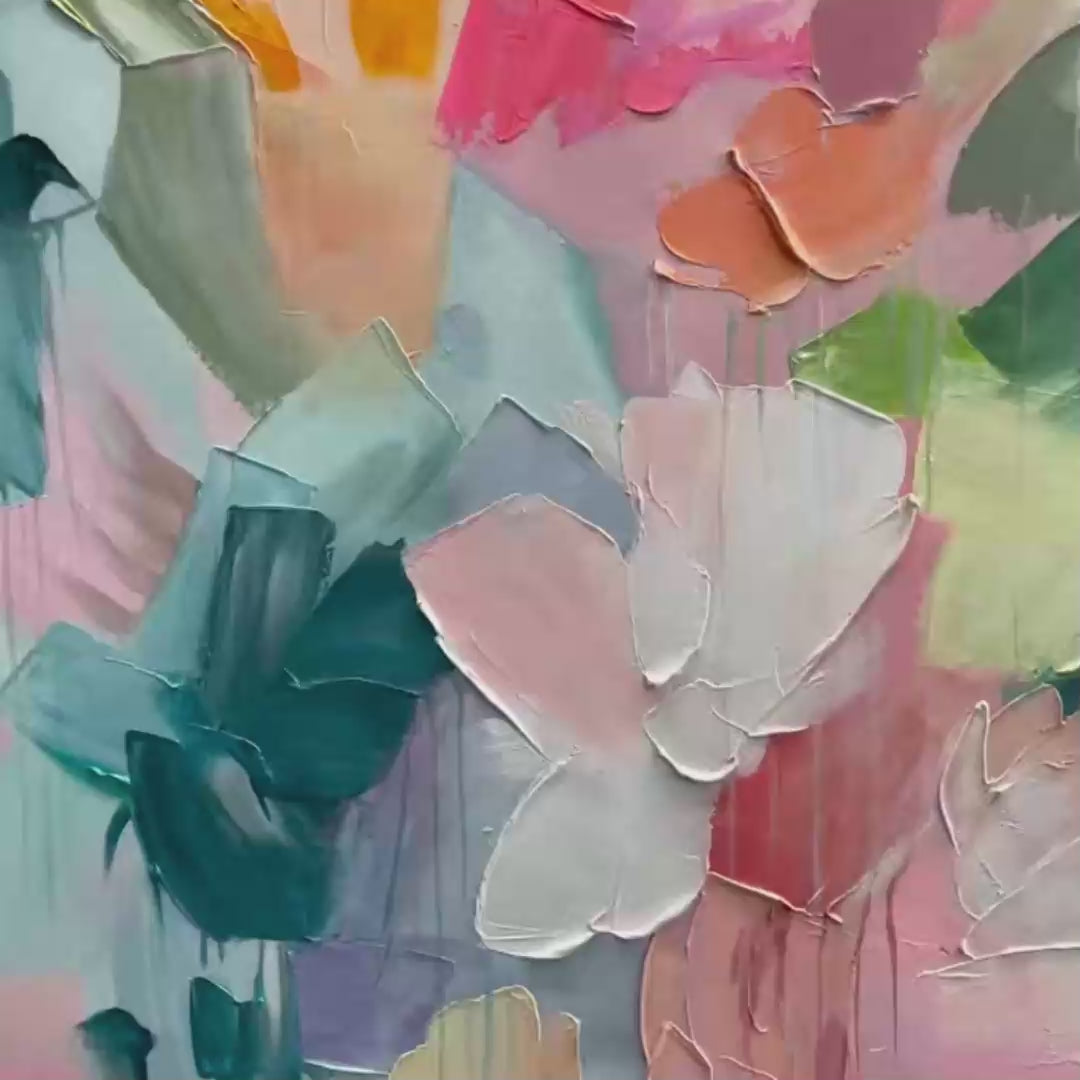 PASTEL DREAM: Textured Abstract Floral Painting in Soft Pastel Colors - Image 3
