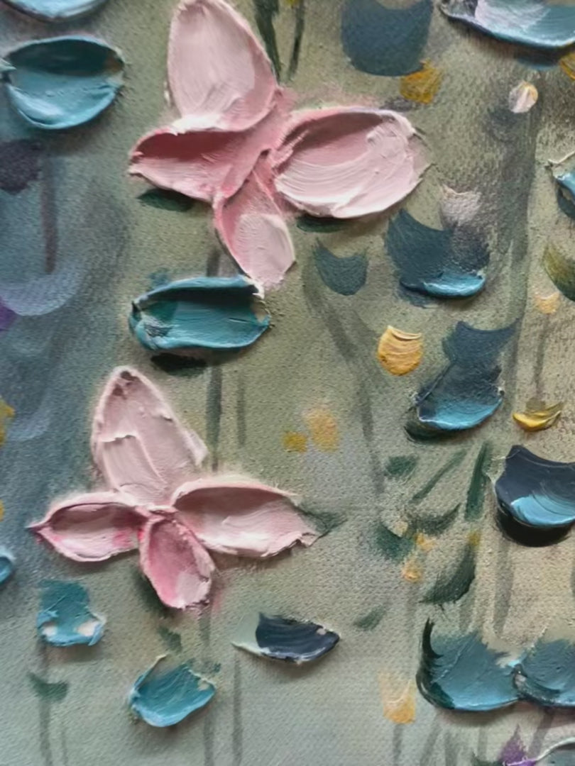 CASCADE: Panoramic Floral and Butterfly Oil Painting - Image 4