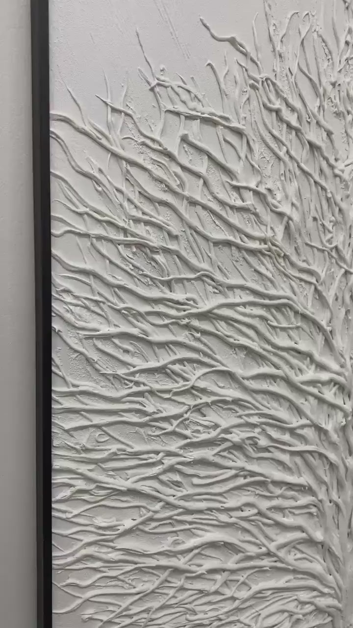 WHITE TEXTURED TREE: Textured Floral Wall Art - Image 3