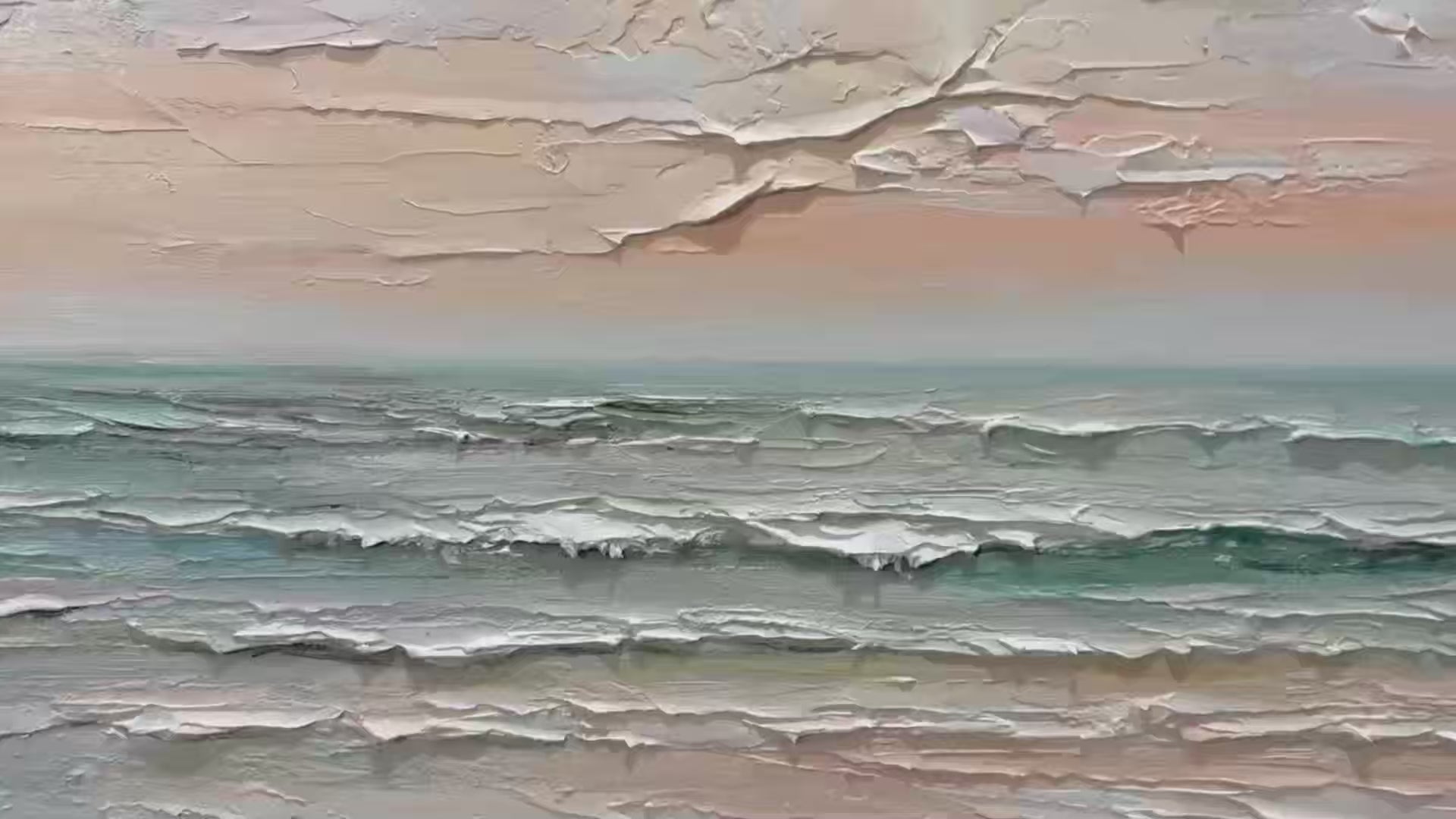 COASTAL SERENITY: Textured Seascape Painting, Impasto Wall Art, Horizontal Canvas, Beach Decor - Image 3
