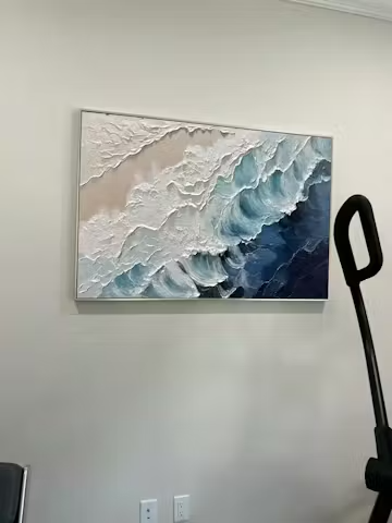 CRASHING WAVES: Textured Coastal Seascape Oil Painting photo review