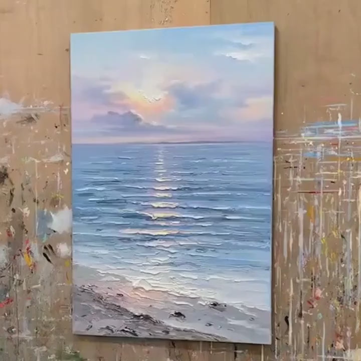 SERENE SEASCAPE: Vertical Ocean Painting - Image 4