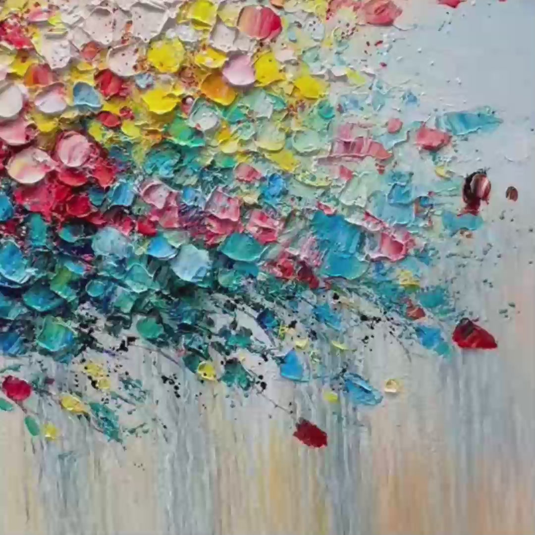 Ready to Ship | RAINBOW BURST: Textured Impasto Tree of Life Oil Painting - Image 3