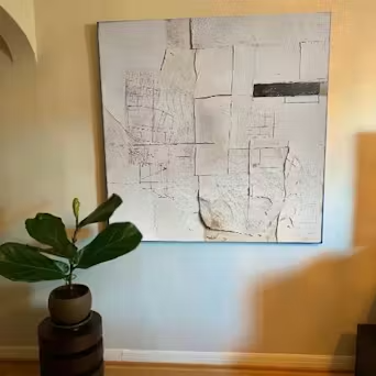 DECONSTRUCTED PLANS: Textured Minimalist Architectural Abstract Painting photo review