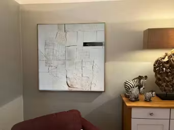 DECONSTRUCTED PLANS: Textured Minimalist Architectural Abstract Painting photo review