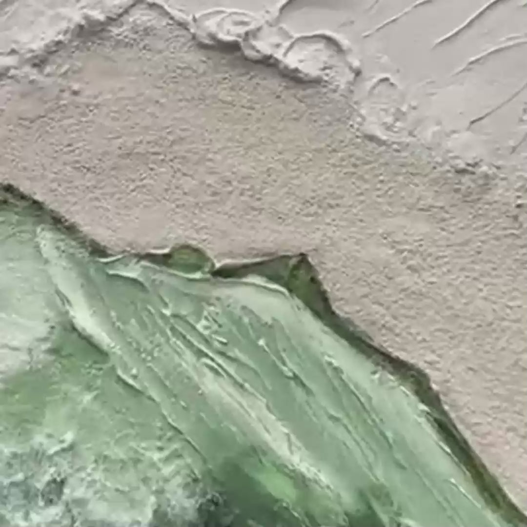 SAGE RIVER: Green and White Abstract Landscape Impasto Painting for Living Room - Image 3