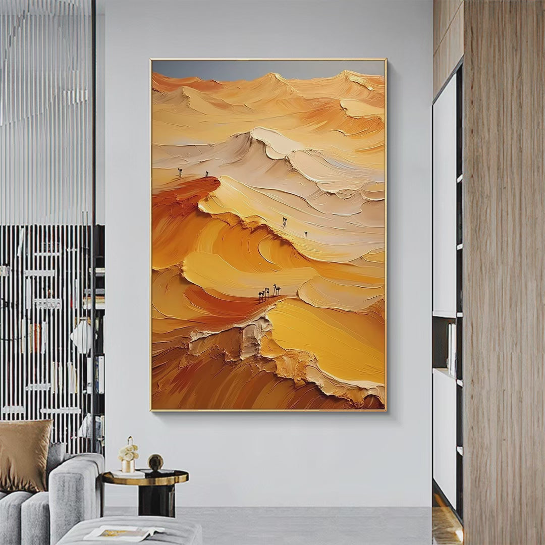 GOLDEN DUNES: Textured Orange Desert Landscape Impasto Painting for Living Room - Image 4