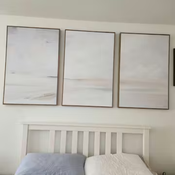 ABSTRACT BEACH TRIPTYCH: Minimalist Beach Painting Set of 3 photo review