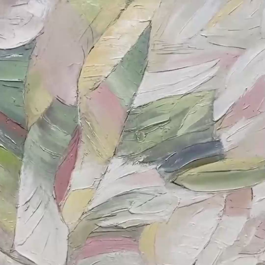 PINK WHISPERS: Textured Abstract Painting in Pink and Green - Image 3