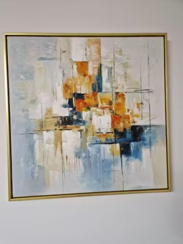 ABSTRACT CITYSCAPE: Textured Geometric Abstract Painting, Square Wall Art photo review