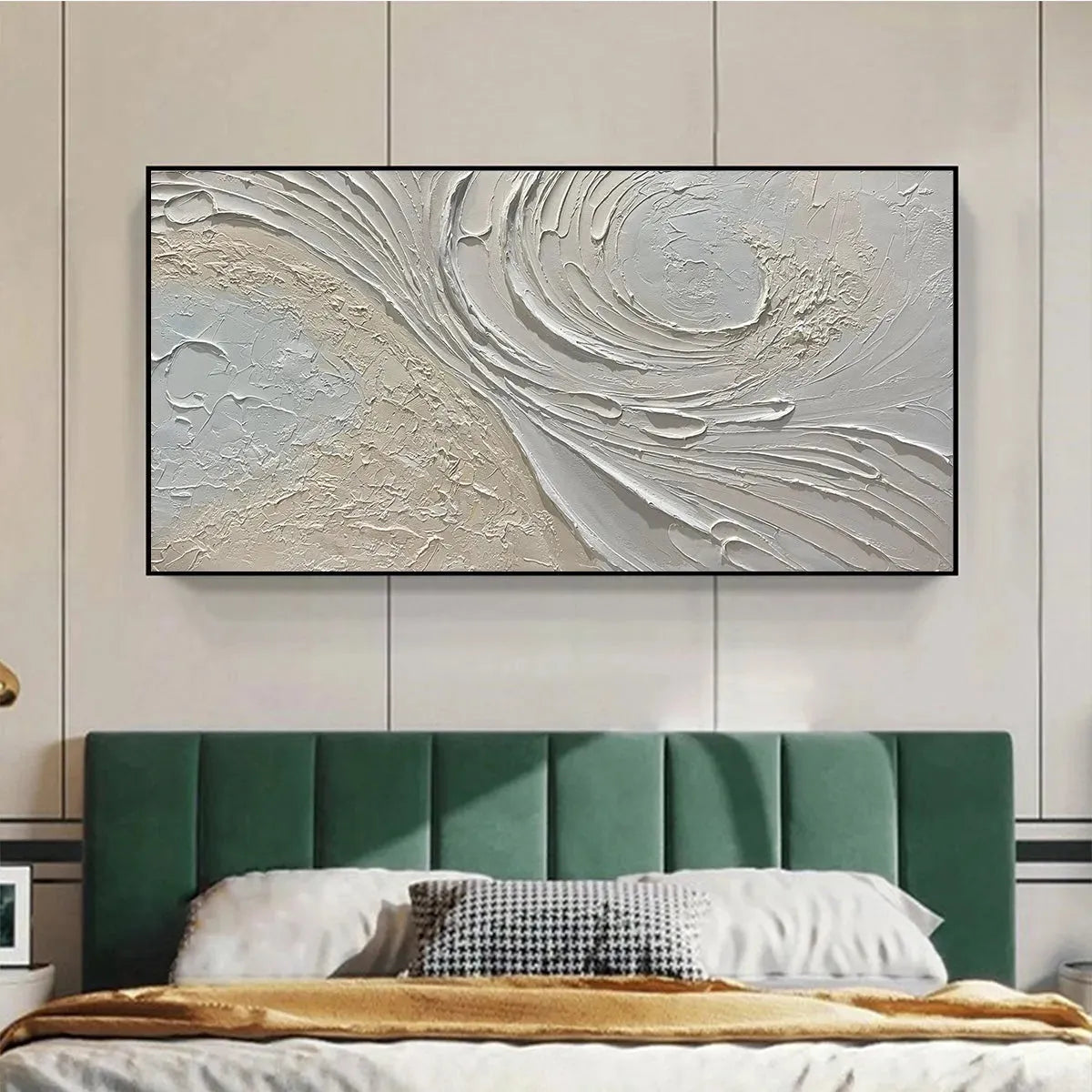 WHISPERS OF THE WIND: Panoramic Textured Abstract Painting in Neutral Tones, Modern Wall Art, Beige and Grey - Image 8