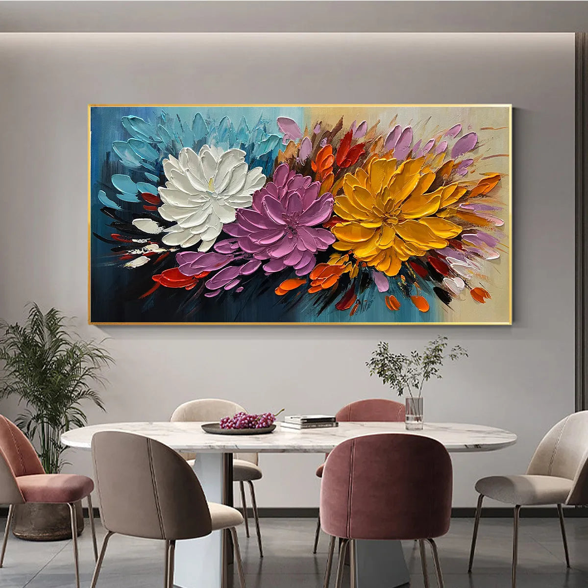 AUTUMN BOUQUET: Textured Floral Painting, Impasto Flowers, Colorful, Living Room, Dining Room - Image 8