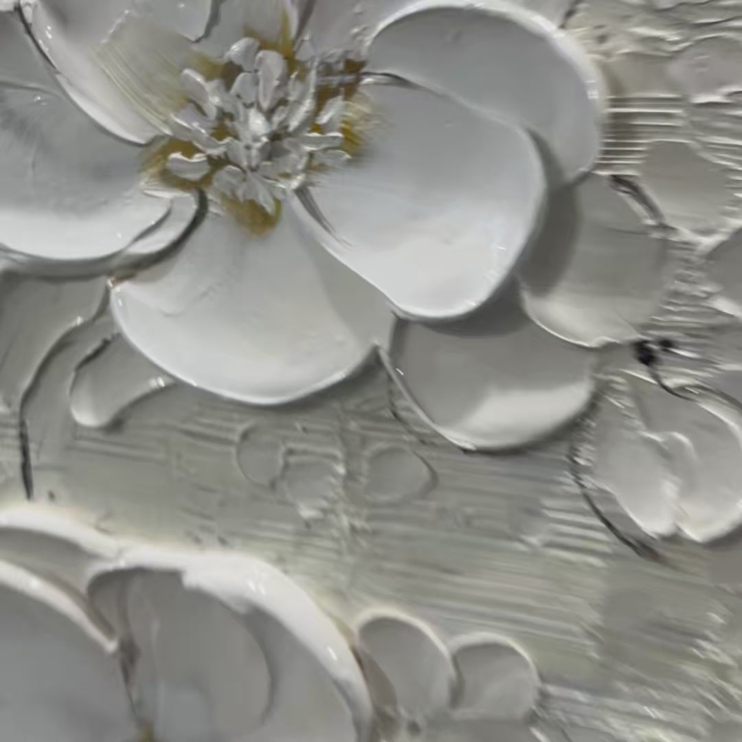 BLOSSOM SERENADE: Textured Floral Oil Painting - Image 3