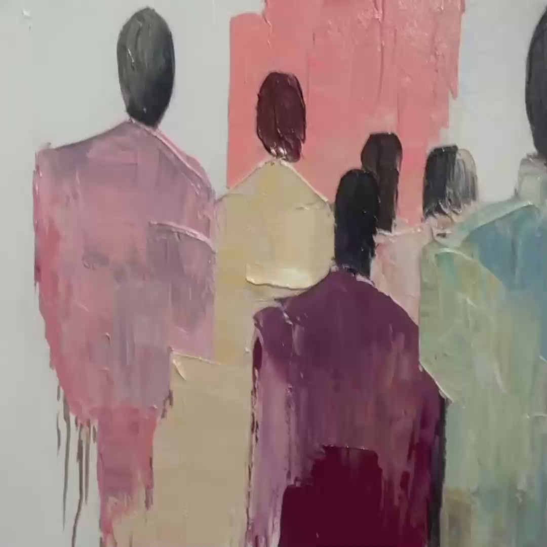 GATHERING: Abstract Figurative Palette Knife Oil Painting - Image 3