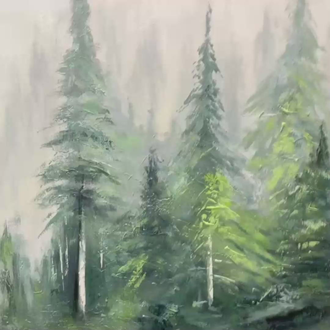 EMERALD FOREST: Textured Atmospheric Forest Landscape Painting - Image 3