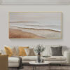 WHISPERING TIDES: Textured Coastal Landscape Painting in Beige and White