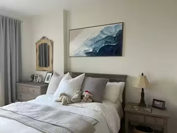OCEAN WHISPERS: Textured Seascape Painting, Ocean Waves, Blue and White, Living Room, Bedroom photo review