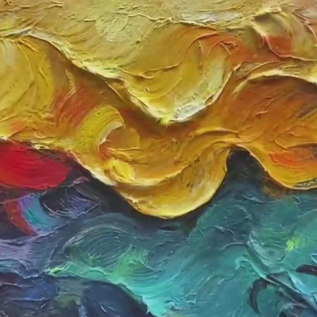 MOLTEN HORIZON: Textured Impasto Abstract Landscape Oil Painting - Image 3