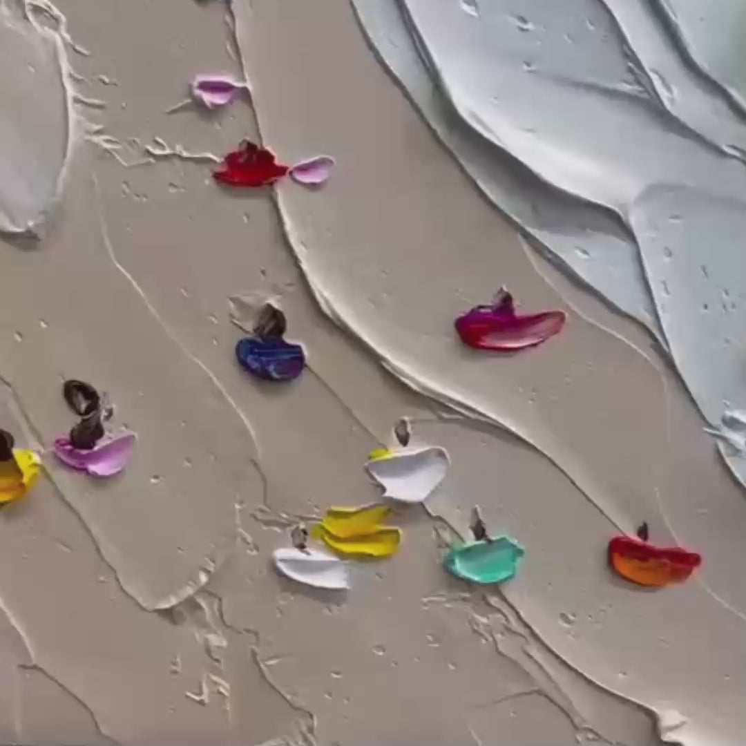 BEACH DAY: Textured Minimalist Beach Scene Painting - Image 3