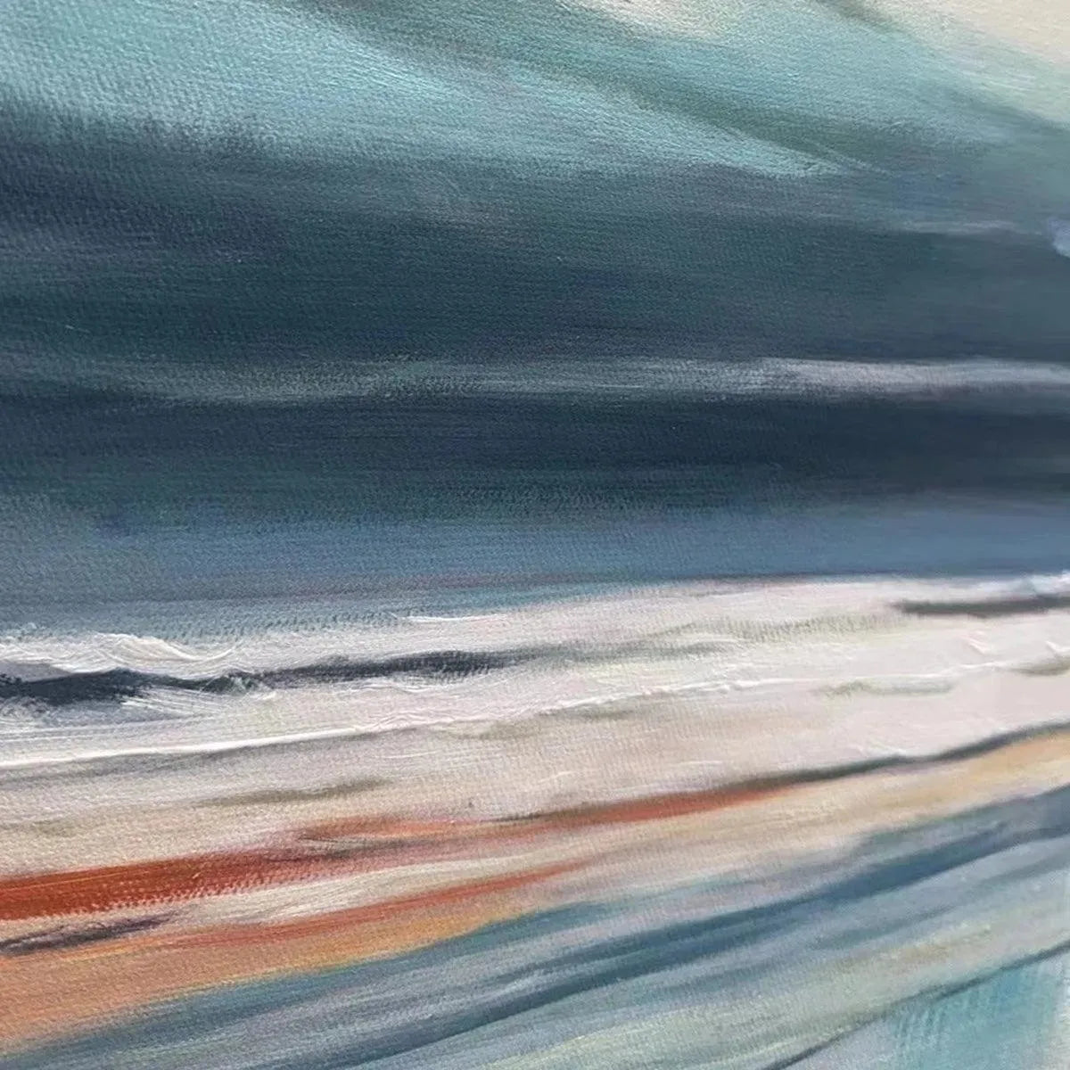 Blue Beachscape Oil Painting - Serene Coastal Decor - Image 5