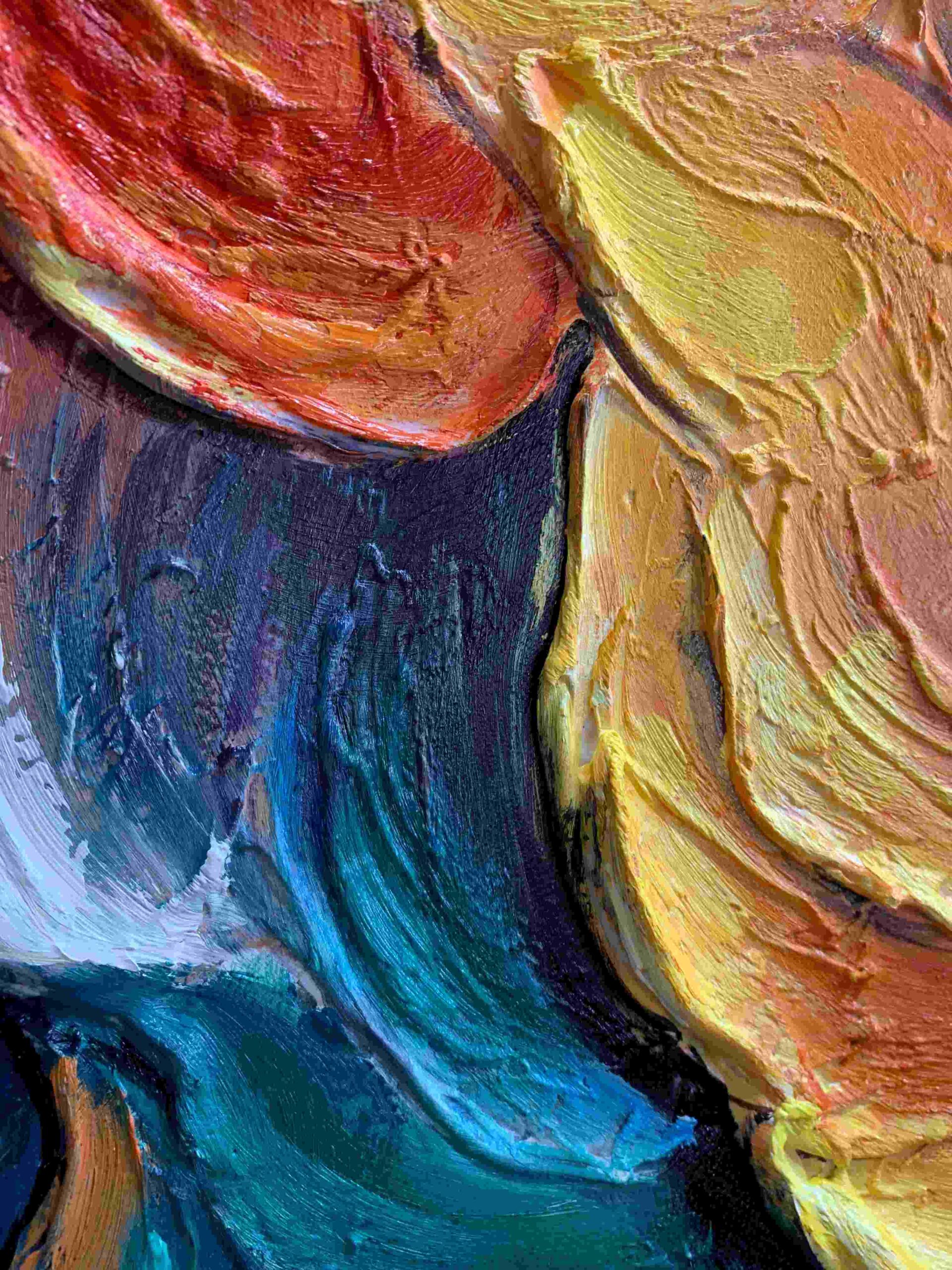 MOLTEN HORIZON: Textured Impasto Abstract Landscape Oil Painting - Image 3
