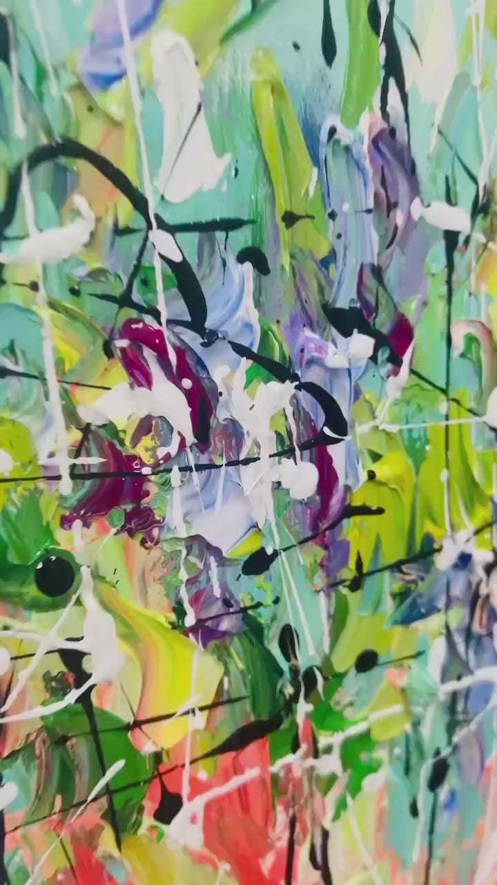LILAC MEADOW: Panoramic Floral Impasto Oil Painting - Image 4
