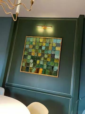 EMERALD MOSAIC: Textured Abstract Green and Gold Oil Painting photo review
