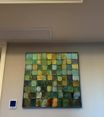 EMERALD MOSAIC: Textured Abstract Green and Gold Oil Painting photo review