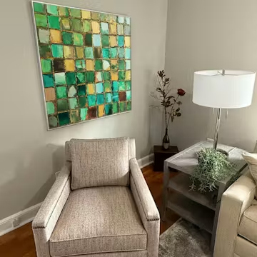 EMERALD MOSAIC: Textured Abstract Green and Gold Oil Painting photo review